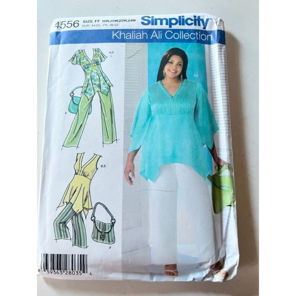 Simplicity 4556 Sz 18W - 24W Khaliah Ali Collection Pants 2 Lengths Tunic & Bag